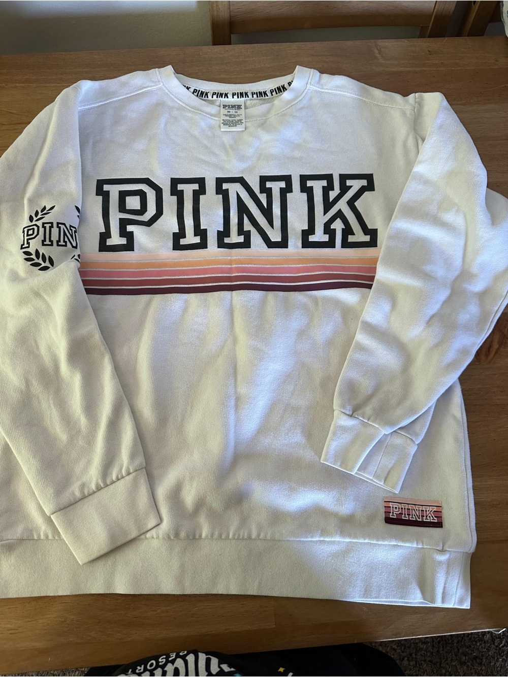 PINK Victoria's Secret Womens S Crew Neck Sweater Graphic Sweatshirt / F005
